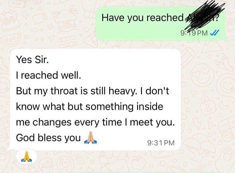 A message Vivvek Johar received after an HXN networking session